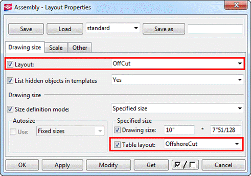 Assembly layout properties