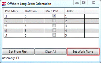 Set work plane option