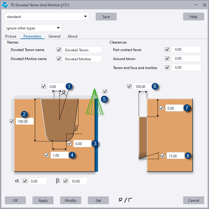 Dovetail Tenon and Mortise (j151) Tekla User Assistance