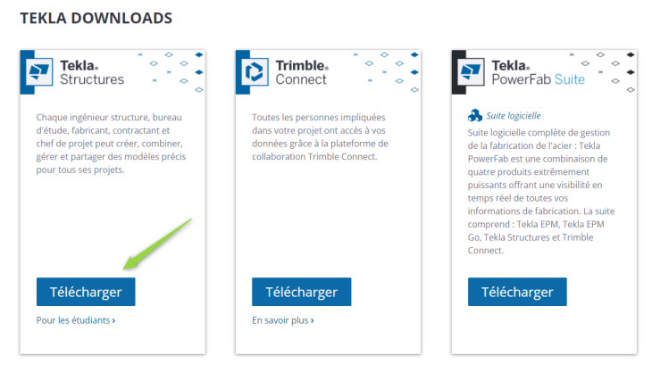 download.tekla.com - bouton télécharger