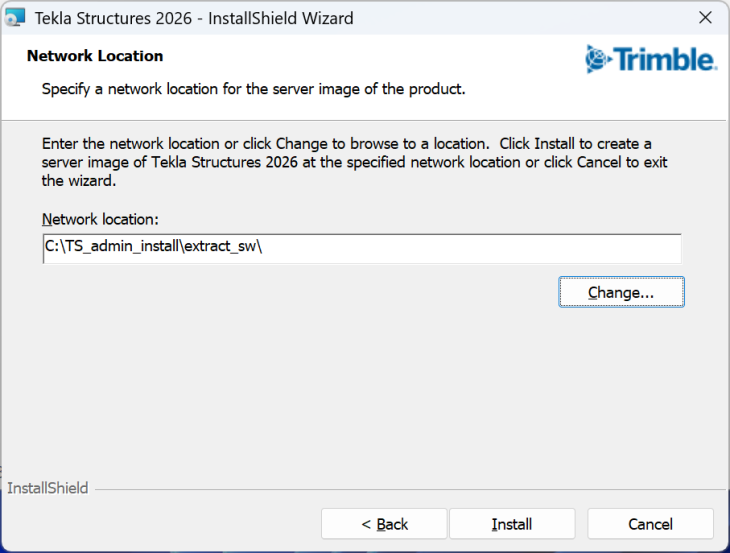 Installation Wizard Network Location