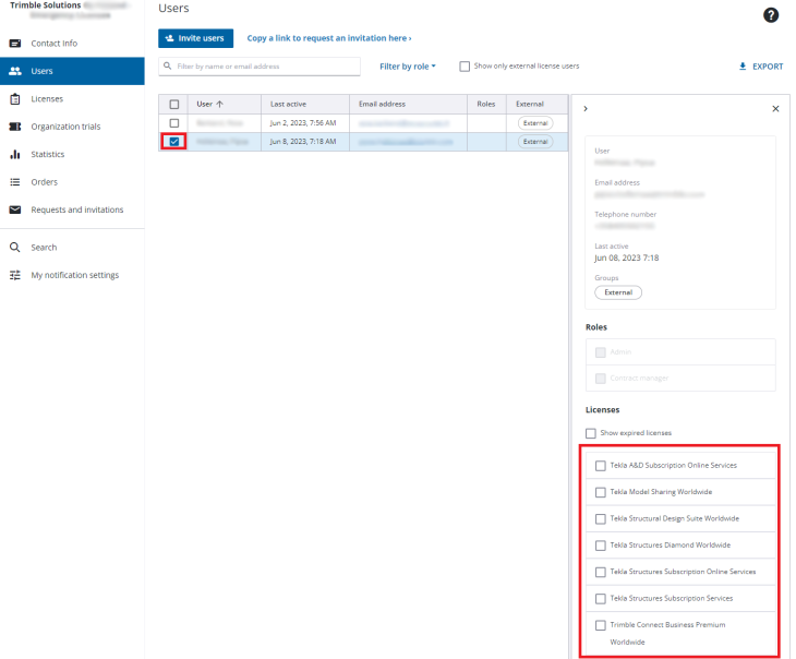 Lisenssien myöntäminen olemassa olevalle käyttäjälle