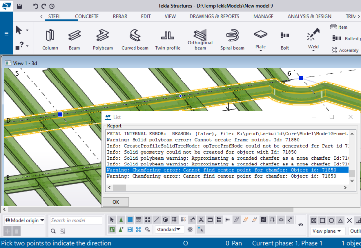 Line is session history log is selected and at the same time the corresponding part in model as well.