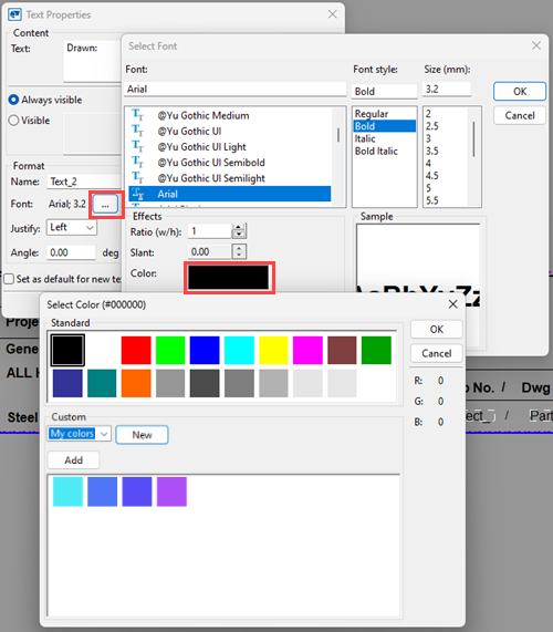 Custom colors for templates