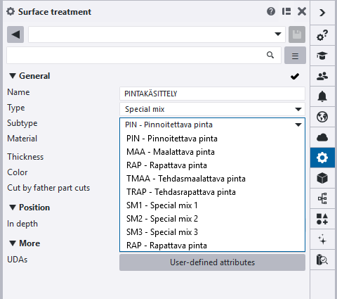 Finland environment surface treatment subtypes for Special mix