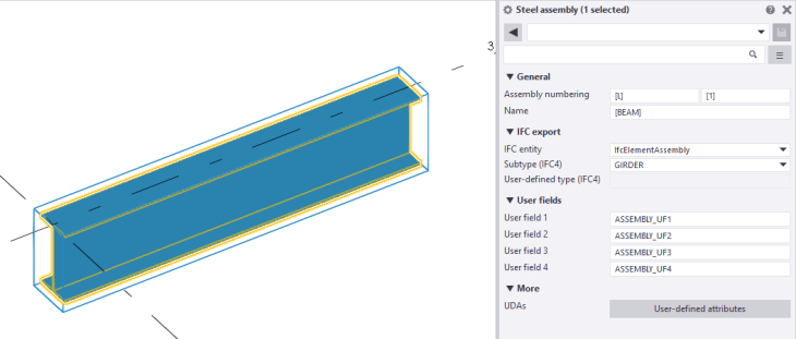 IFC Extender (ML126)_Tabblad IFC eigenschap_voorbeeld Tekla Structures_Merk (EN)