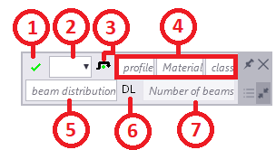 Infill beam contextual toolbar expanded