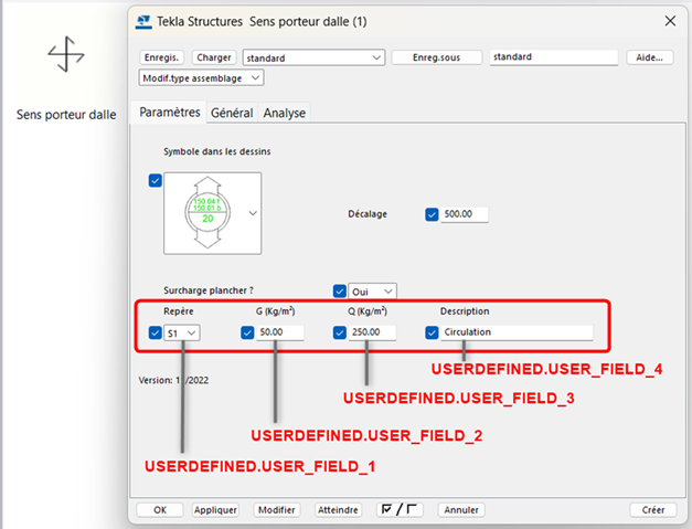Loc 2025 - surcharges planchers Sens porteur dalle