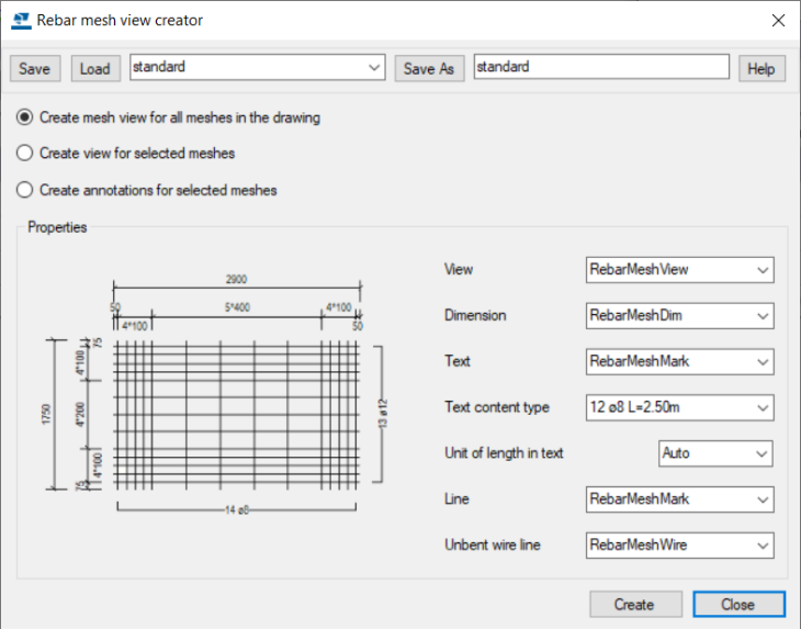 Rebar mesh view creator