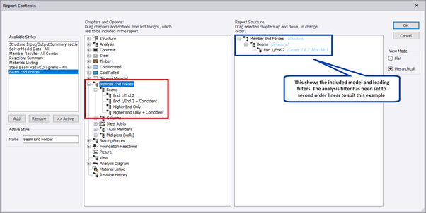 Report chapter > member end forces