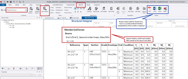 Show and export report