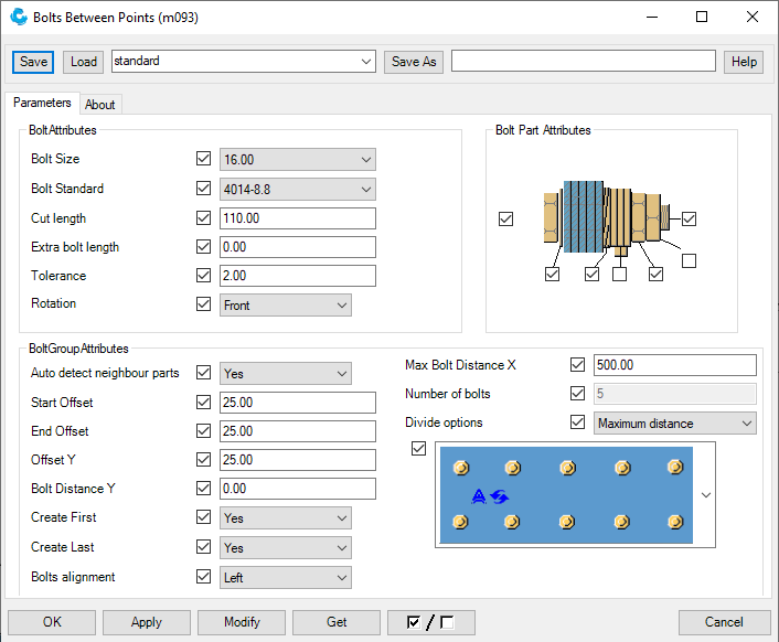 Bolts between points