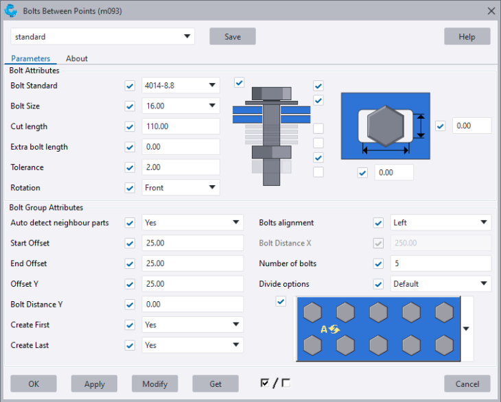 Bolts between points