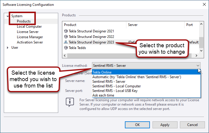 System user settings