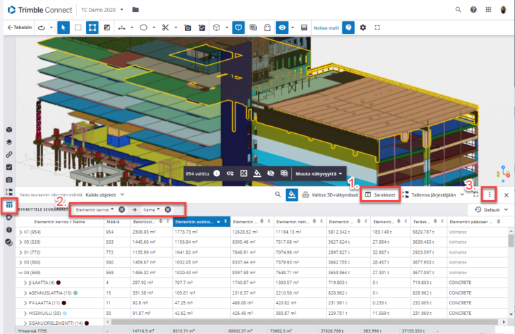 Data table - tietotaulukko