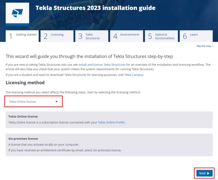 Tekla Online licensing
