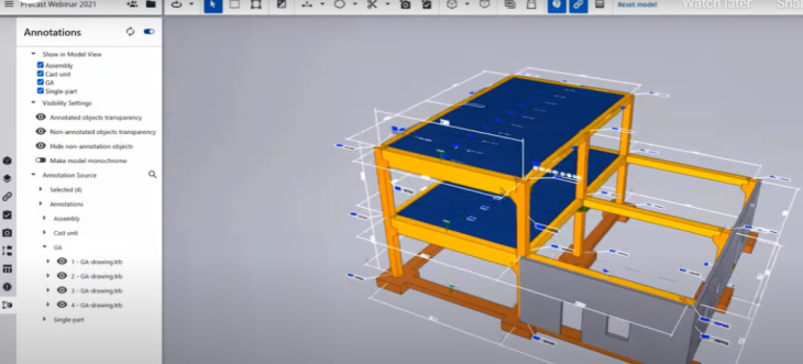 Piirustuksen mitat näkyvät Trimbe Connectin näkymässä