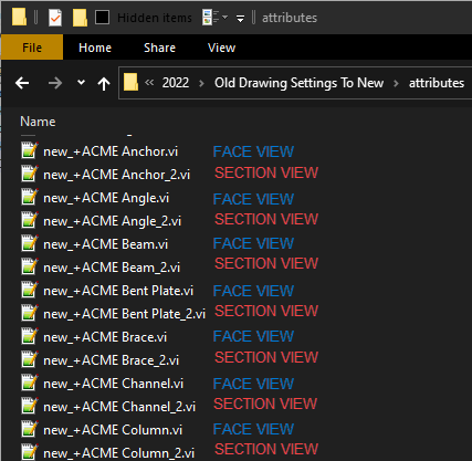 Screen capture showing view level properties automatically generated by Drawing Attributes Converter.