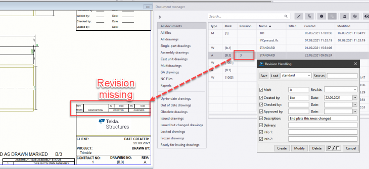 Revisions are missing in the drawing template