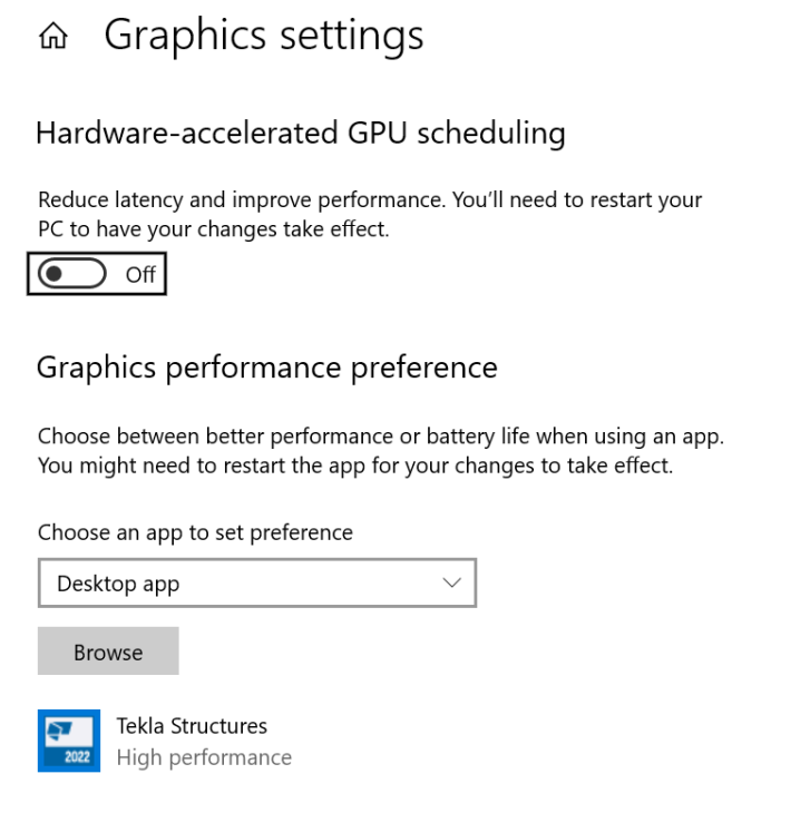 Windows graphics settings