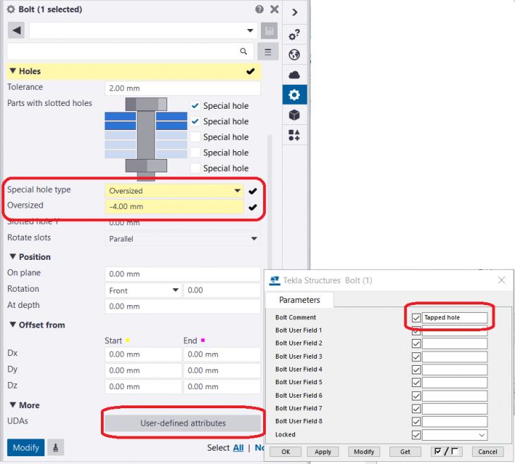 How to model and mark tapped holes Tekla User Assistance