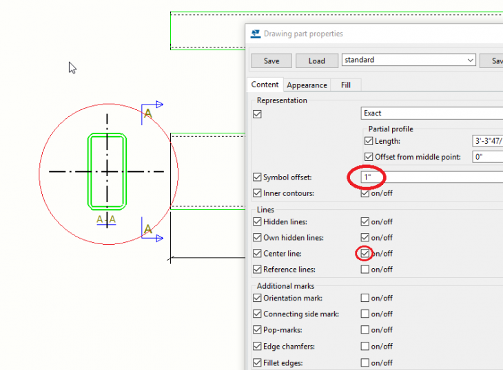 Center Lines on Section Views and End Details Tekla User Assistance