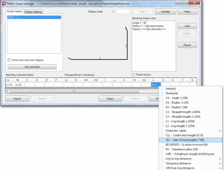 Rebar length calculation Tekla User Assistance