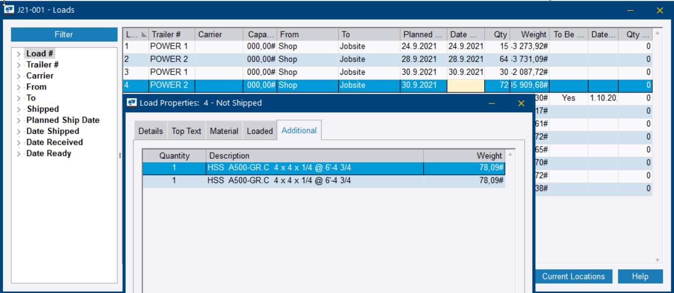 Add inventory to load | Tekla User Assistance