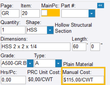 Modify the pricing of an estimate item manually | Tekla User Assistance