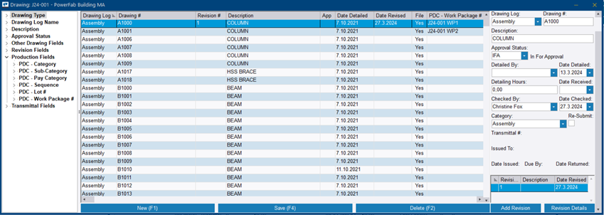 View a drawing log | Tekla User Assistance