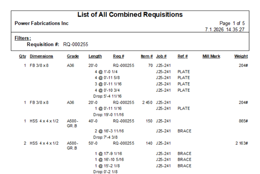 Requisition Number Formula Purchasing: Requisition reports | Trimble User Assistance