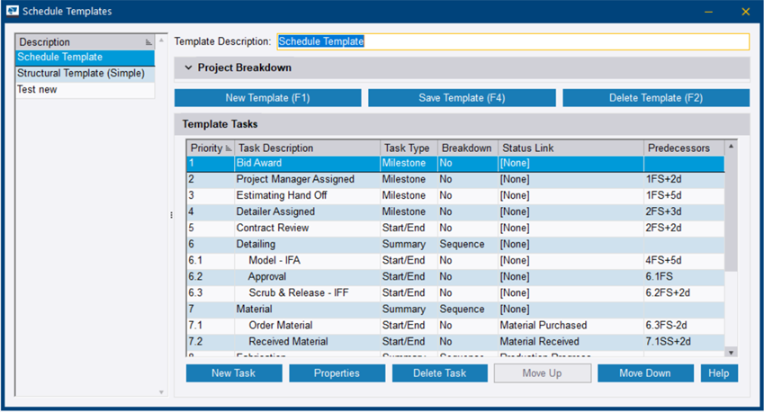 Manage schedule templates | Trimble User Assistance