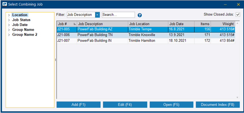 Abrir el módulo de combinación | Trimble User Assistance