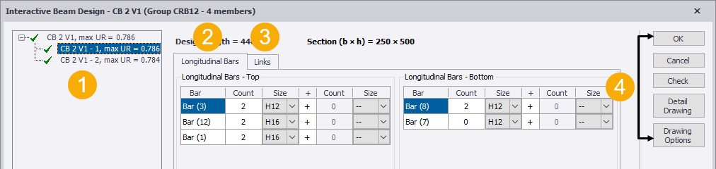 Interactive Beam Design dialog box | Trimble User Assistance