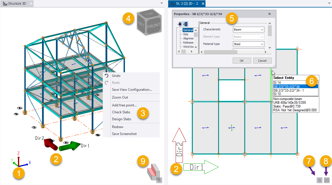 Overview of scene view interface components | Tekla User Assistance