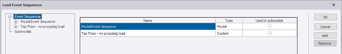 Load Event Sequences dialog box | Trimble User Assistance