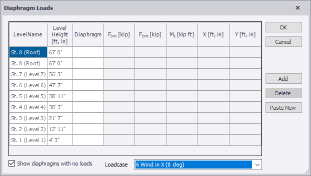 Diaphragm loads and diaphragm load tables | Trimble User Assistance