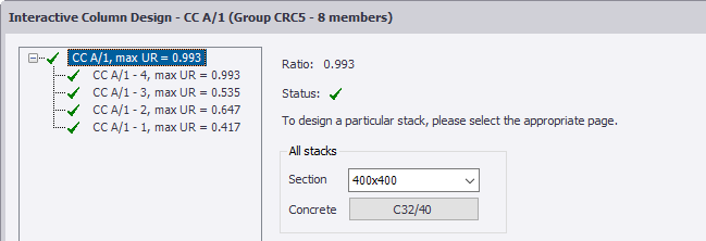 Interactive Column Design dialog | Tekla User Assistance
