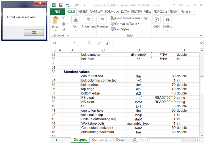 Excel spreadsheets in connection design | Tekla User Assistance