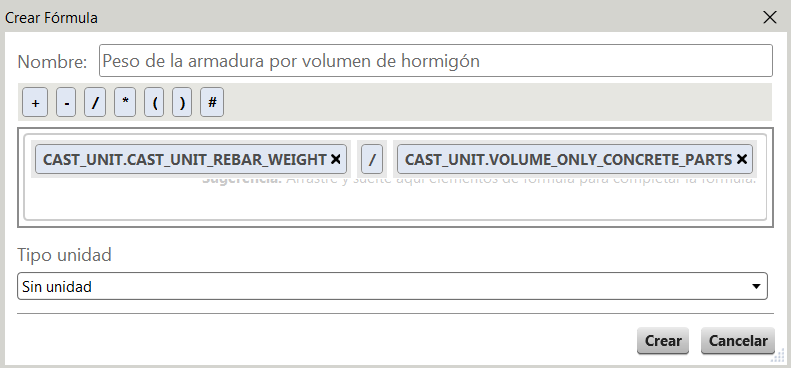Crear una fórmula personalizada en Organizador | Trimble User Assistance
