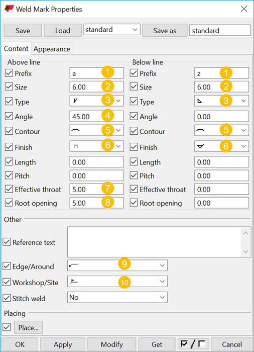 示例 在图纸中添加的焊接标记 Tekla User Assistance