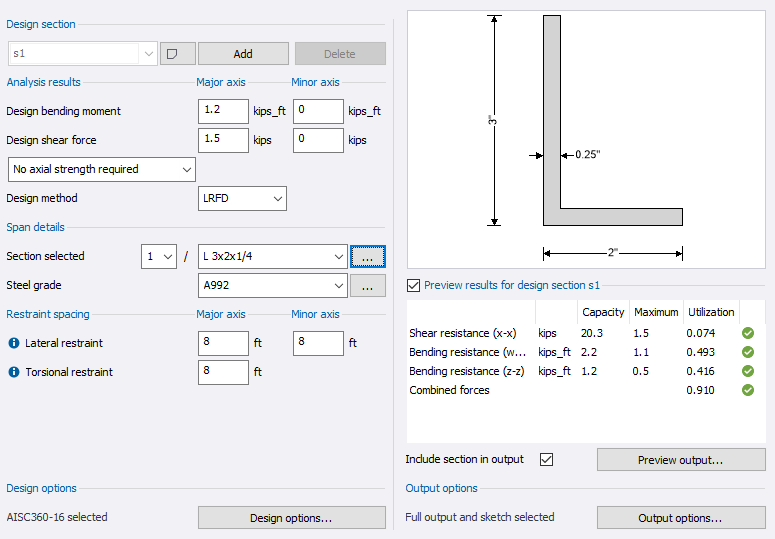 Steel member design (AISC360), Steel 2D analysis & design (AISC360 ...